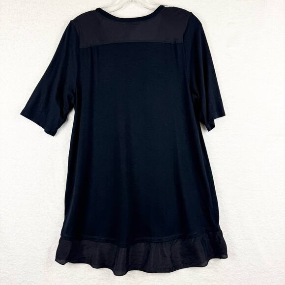 Soft Surroundings Eden Hi-Lo Tiered Short Sleeve Tunic Top Black Size M Minimal - Picture 7 of 12